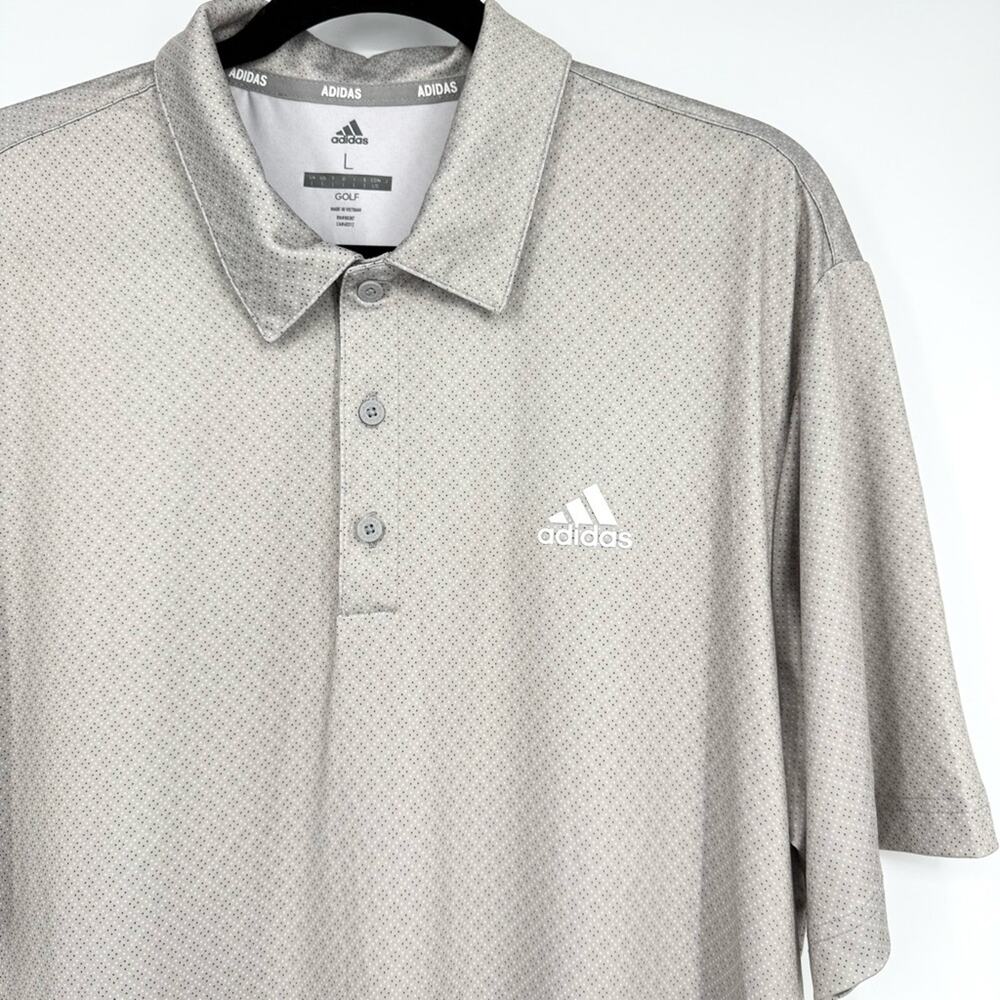 Adidas Men's Golf Ultimate Gray Dot‎ Print Polo Top Size L